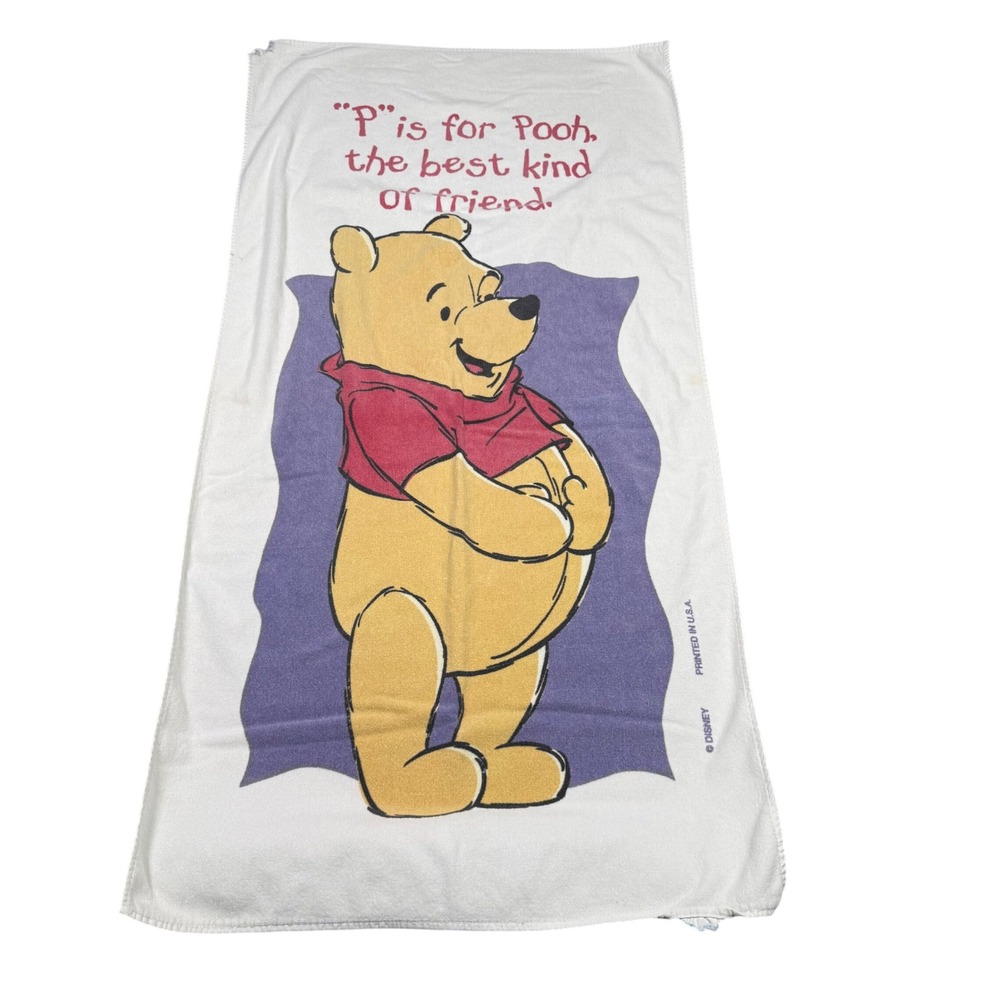 Vintage Disney Winnie the Pooh Beach Towel P is for Pooh Best Kind of Friend USA